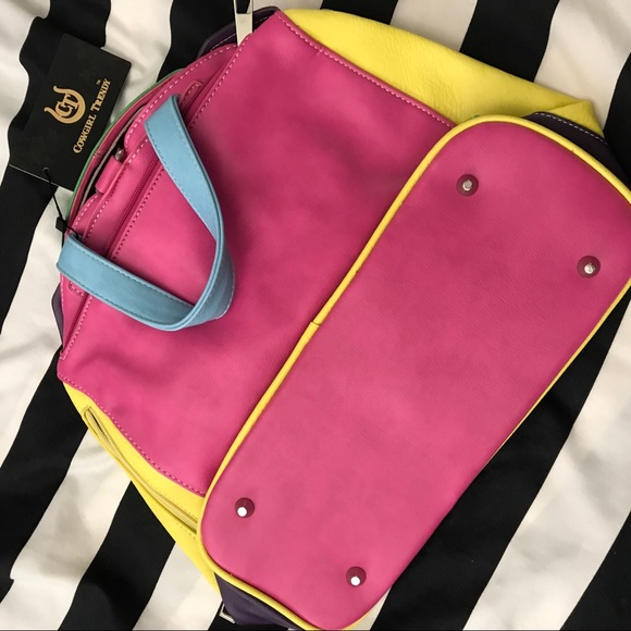 NEW rainbow colorblock jacket handbag backpack